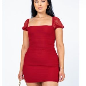 Princess Polly Recycled Fibers Charvi Mini Dress Burgundy